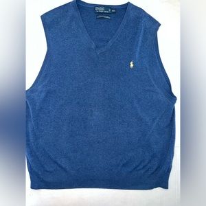 Polo By Ralph Lauren V-Neck Sweater Vest Blue XXL